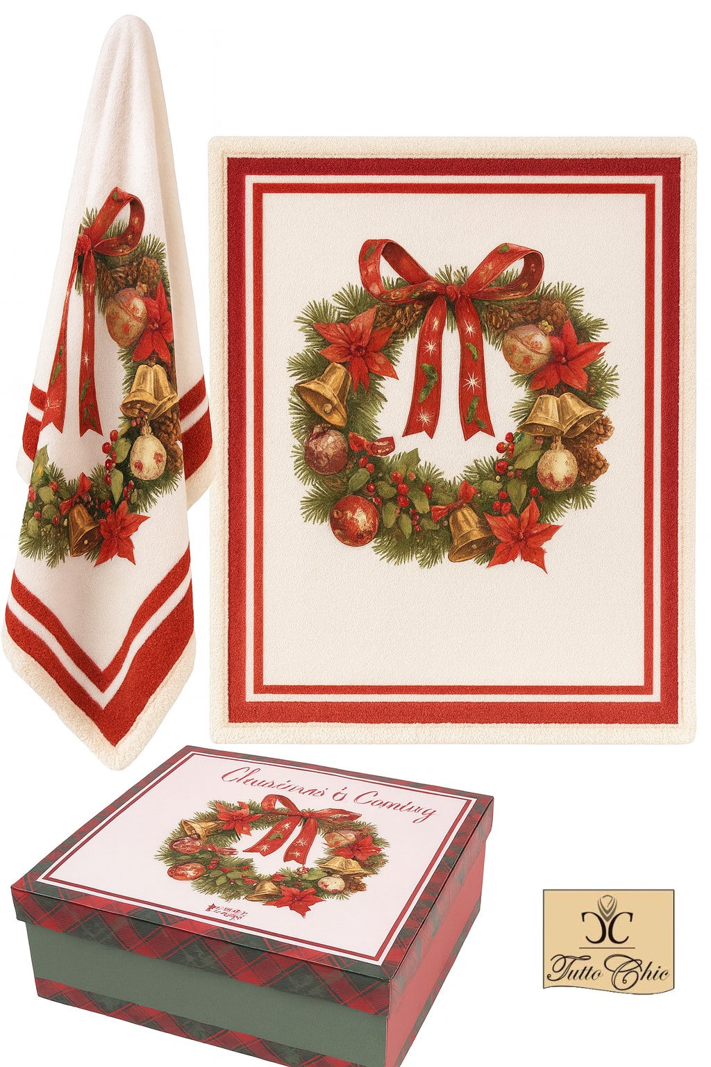 Plaid natalizio con scatola regalo – Nuvole di Stoffa