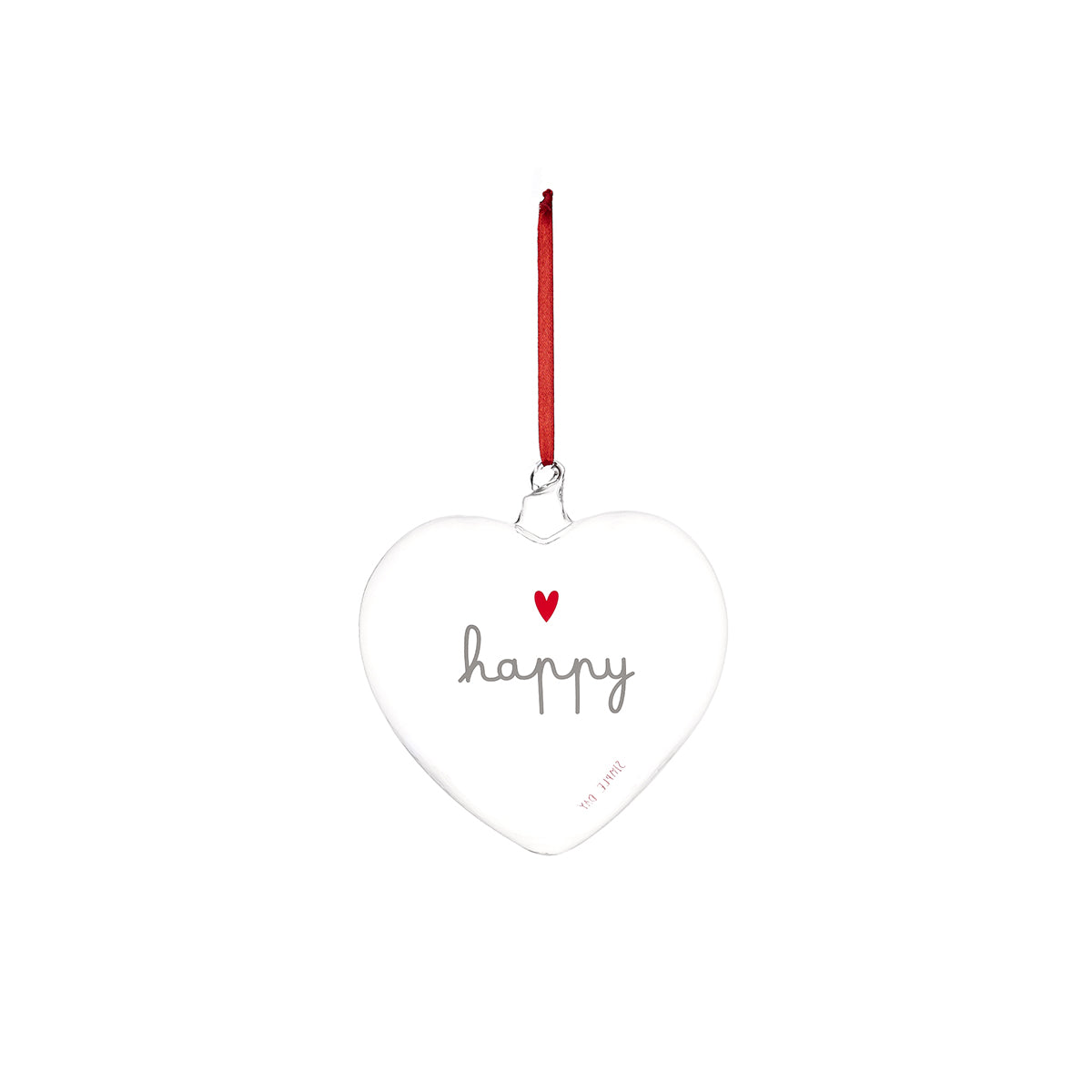 La pallina cuore "happy" è un allegro decoro da appendere, realizzato in vetro borosilicato. cm 15. In negozio e online su tuttochic.live