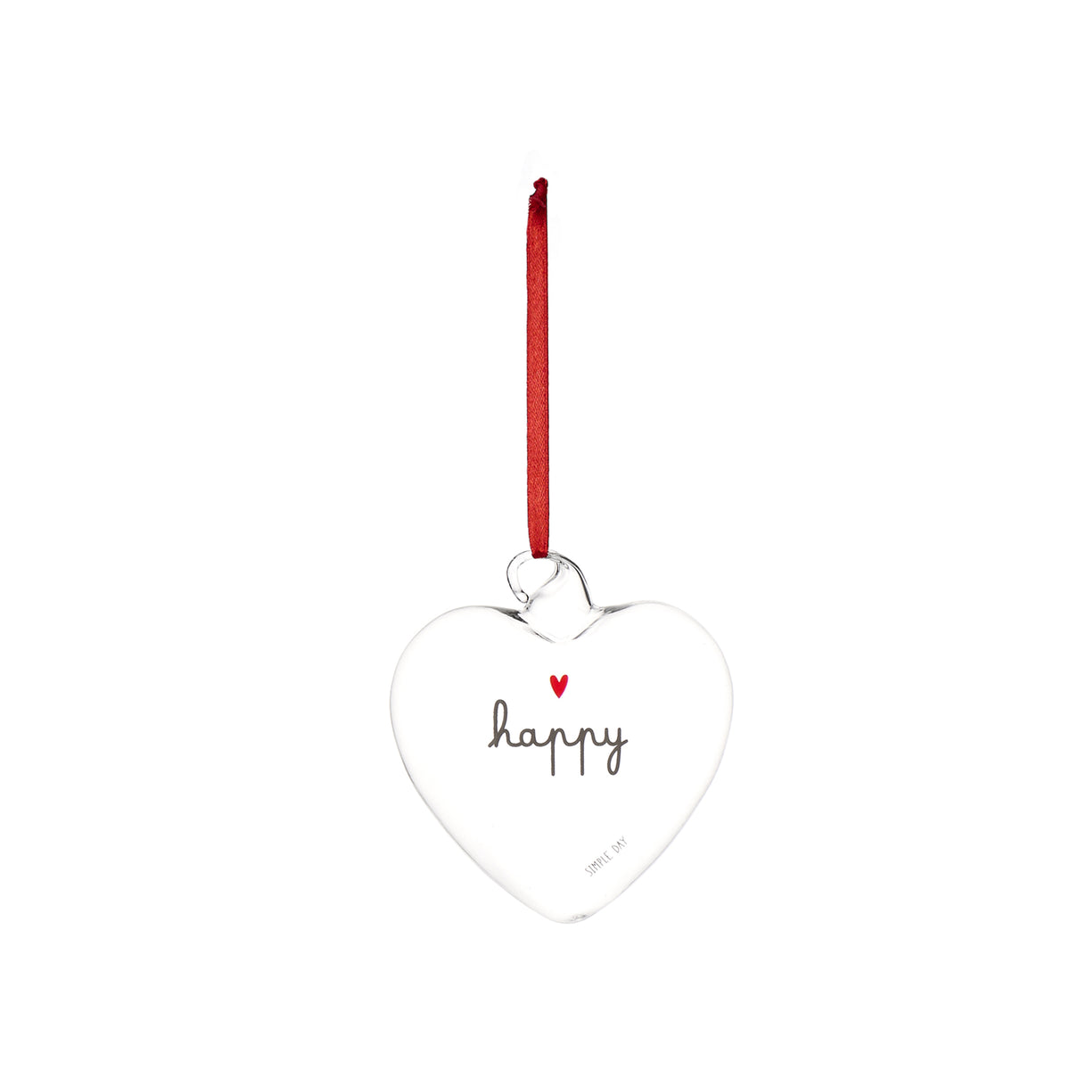 La pallina cuore "happy" è un allegro decoro da appendere, realizzato in vetro borosilicato. In negozio e online su tuttochic.live