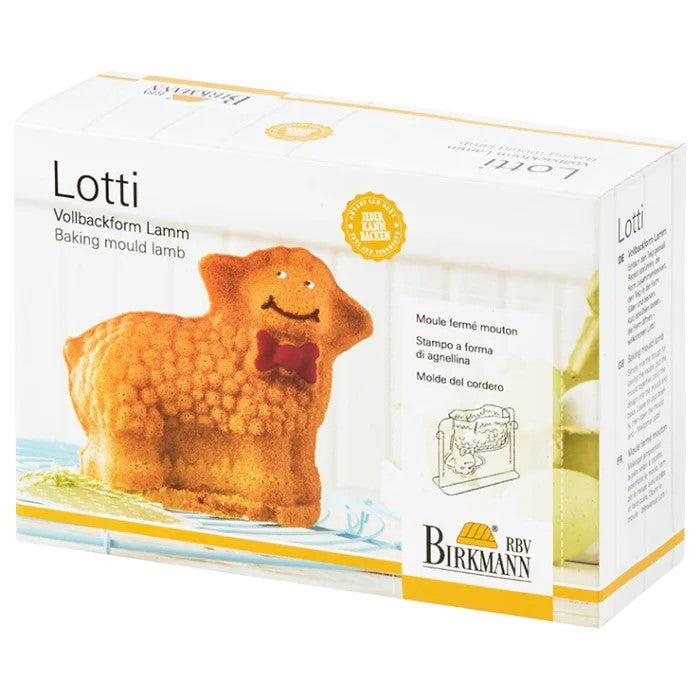 Stampo per dolce a forma di agnello tridimensionale in acciaio al carbonio con antiaderente di alta qualità per la cottura in forno. Dimensioni: 6,2 x 19,5 x 12,8 cm Capacità 900 ml. In negozio e online su tuttochic.live