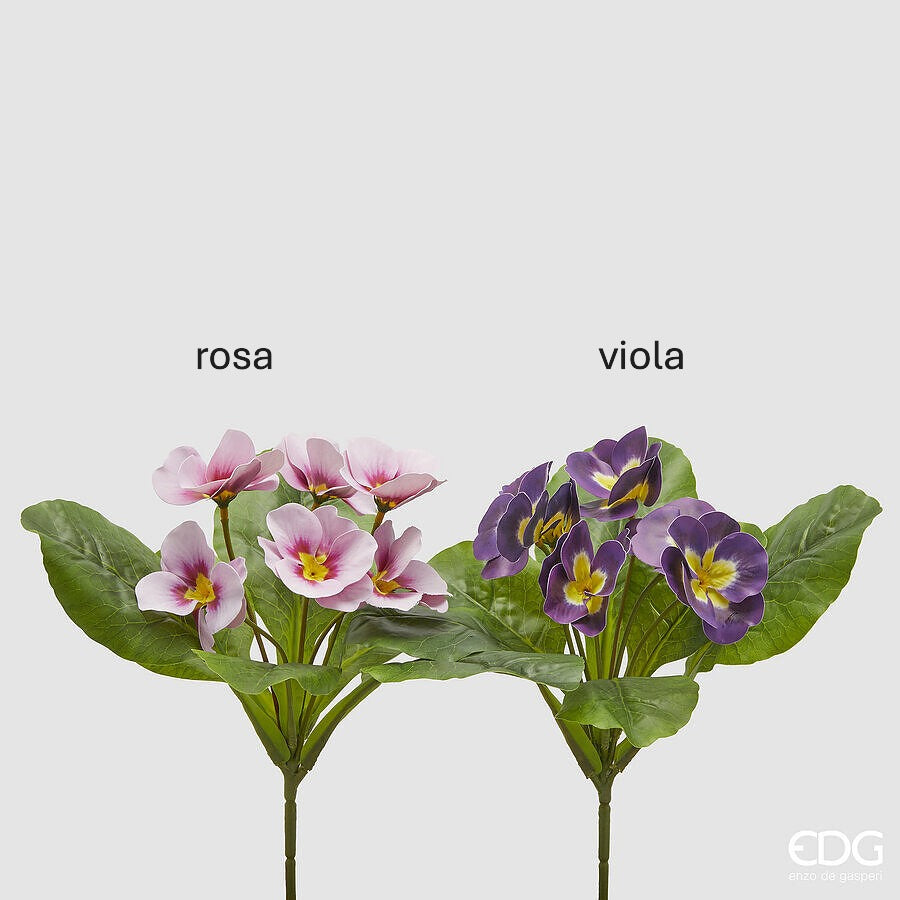 Cespuglio Primula Olis. L'alta qualità dei fiori e delle foglie artificiali, disponibili in rosa o viola, conferisce un tocco di eleganza e raffinatezza alla tua decorazione. Dimensioni: h cm 28. In negozio e online su tuttochic.live