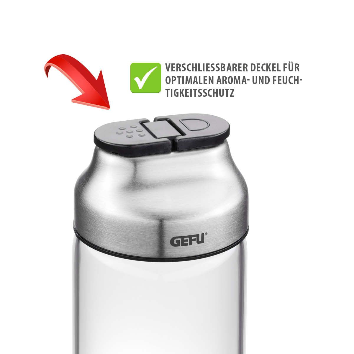 Portaspezie girevole KIPPO con 6 contenitori in vetro per spezie ed erbe apertura del coperchio a cerniera. dimensioni Ø 17,3 cm, alt. 15,8 cm• vetro borosilicato / acciaio inox pregiato / resina / silicone. In negozio e online su tuttochic.live