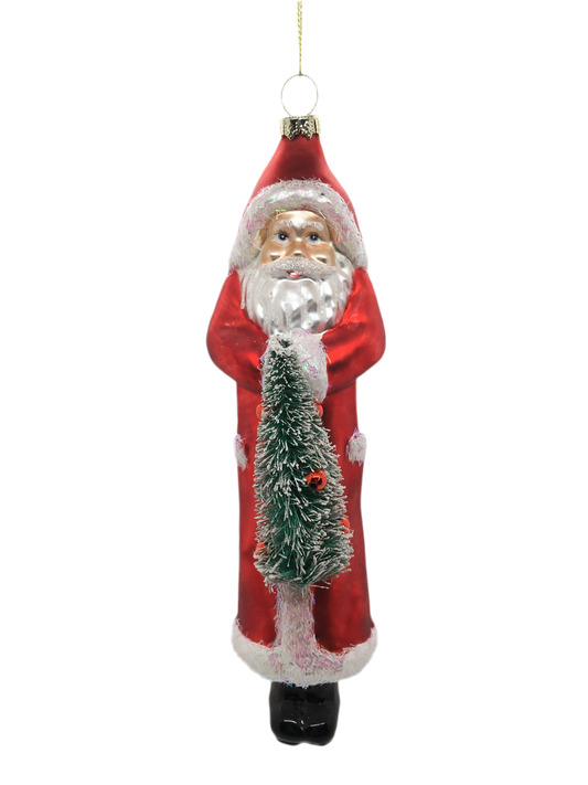 Decoro per albero di Natale Babbo Natale in vetro decorato cm. 20 x 5. . In negozio e online su tuttochic.live