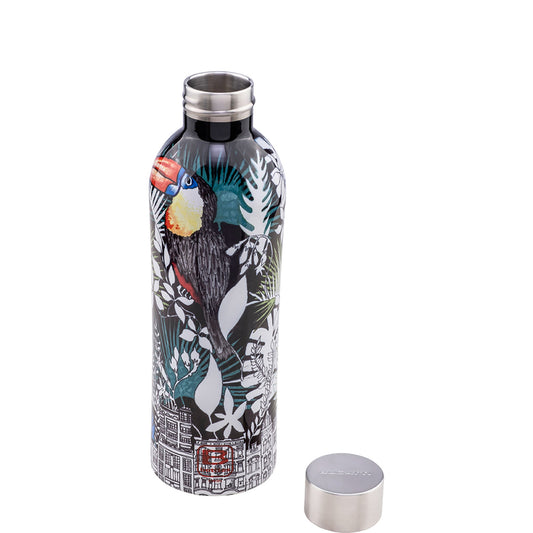 Bottiglia TWIN 800 ml La Ville. Tappo finitura satinata .Mantiene i liquidi caldi per 36 ore, freddi per 72 e il ghiaccio per 120 ore. Realizzata in acciaio inox 18/10, a doppia parte sottovuoto e con uno speciale rivestimento in rame... Misure: Diametro ø 8 cm, altezza 26 cm. In negozio e on line su tuttochic.live