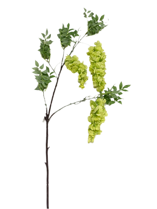 Glicine verde è perfetto per aggiungere un tocco di natura alla tua casa senza l'incombenza di doverlo curare! Con un ramo in plastica resistente e petali e foglie in tessuto realistici Dimensioni: cm 112. In negozio e online su tuttochic.live