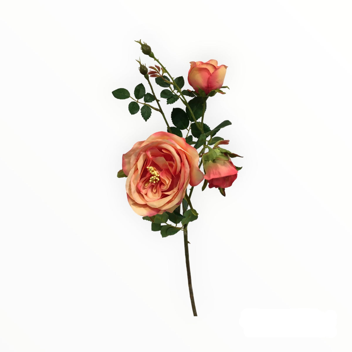 Rosa artificiale x 3 rametti. Dimensioni: h cm. 58 Colore: rosa/giallo Petali e foglie in tessuto, stelo in plastica In negozio e online su tuttochic.live