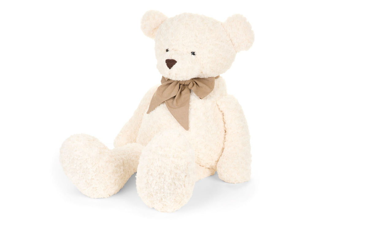 Orso di peluche grande color panna da 60 cm con fiocco beige al collo, collezione Vintage Toys di Nuvole di Stoffa.
