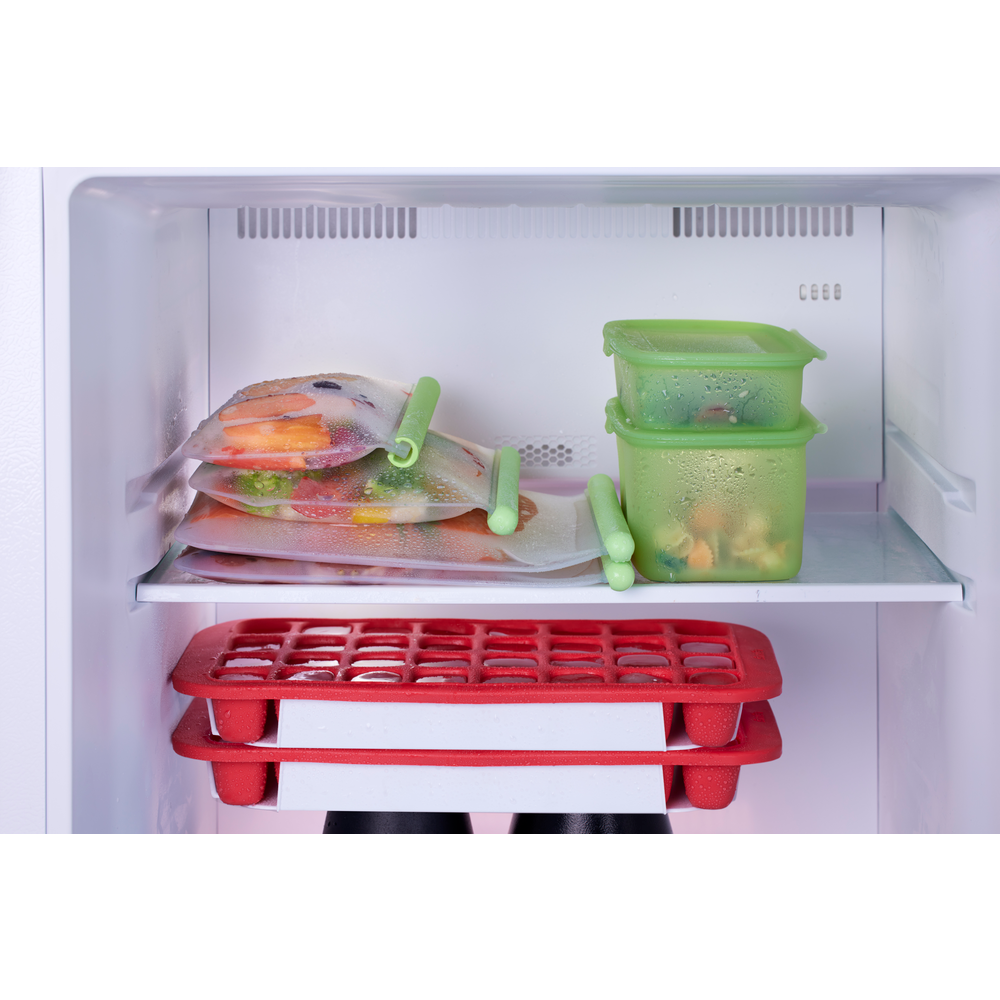 Borse riutilizzabili in silicone platinico in 3 diverse dimensioni per conservare ermeticamente il cibo solido e preservarlo in frigoriferi e congelatori. Lavabili in lavastoviglie. In negozio e online su tuttochic.live
