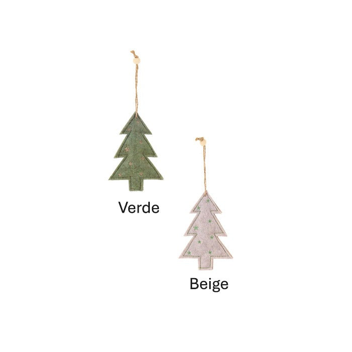 Alberello in feltro da appendere – h 13 cm 2 colori verde o beige