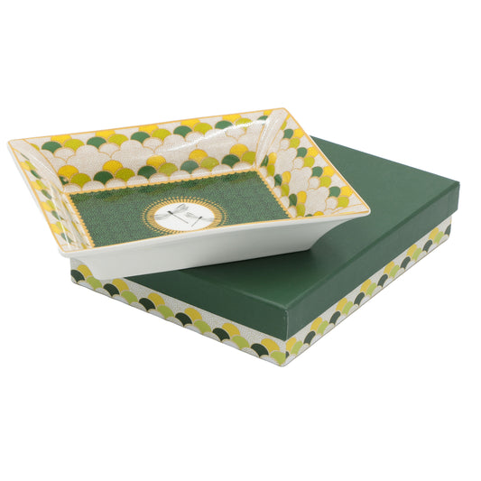 Svuotatasche in porcellana decorata – 16x19,5 cm – Rose & Tulipani – collezione Mirabilia – decoro Libellula – con confezione regalo