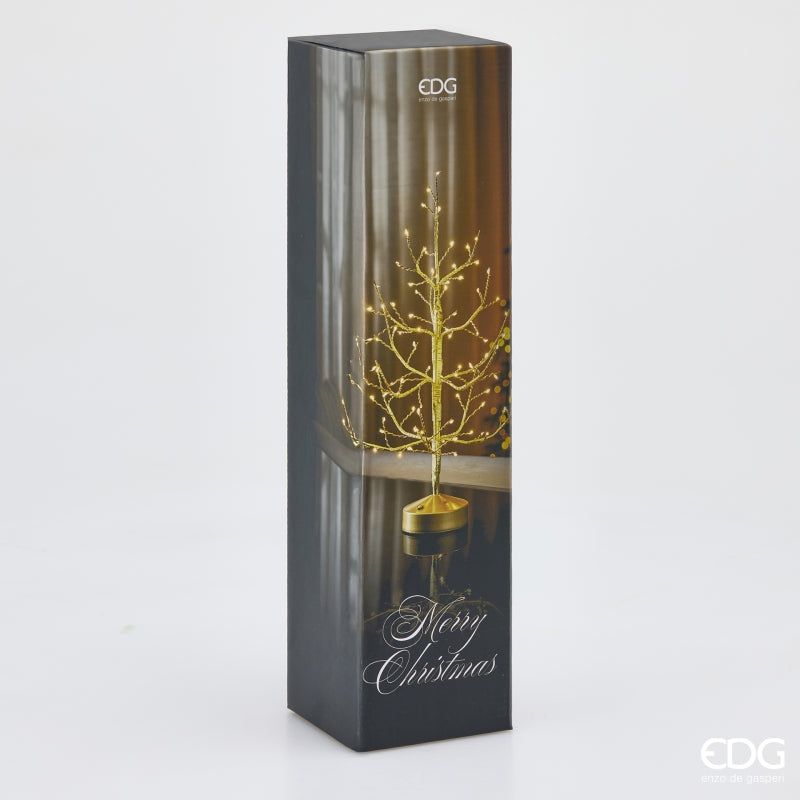 Albero di Natale a LED da tavolo modello Faggio Gold alto 45 cm, versione ricaricabile e cordless disponibile in 3 varianti di colore, di EDG Enzo De Gasperi.