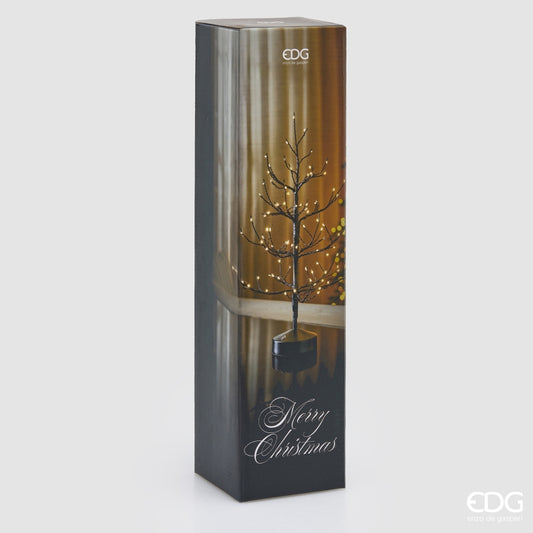Albero di Natale a LED da tavolo modello Faggio Black alto 45 cm, versione ricaricabile e cordless disponibile in 3 varianti di colore, di EDG Enzo De Gasperi