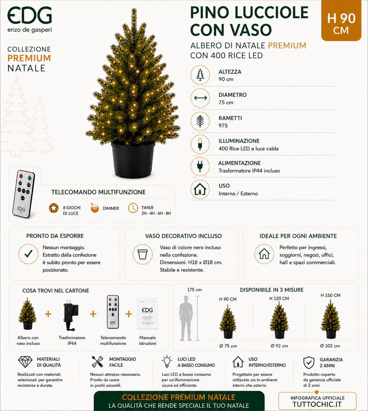 infografiva pino Lucciole in vaso h 90