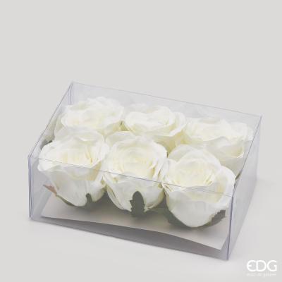 Confezione 6 pezzi rosa testa rex . Colore bianco. Materiale: tessuto. In negozio e online su tuttochic.live