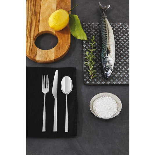 Servizio posate 75 pz in acciaio inox 18/10. Un design raffinato e innovativo che ha riscosso premi e riconoscimenti internazionali. Linea Q si distingue per la particolare sezione squadrata