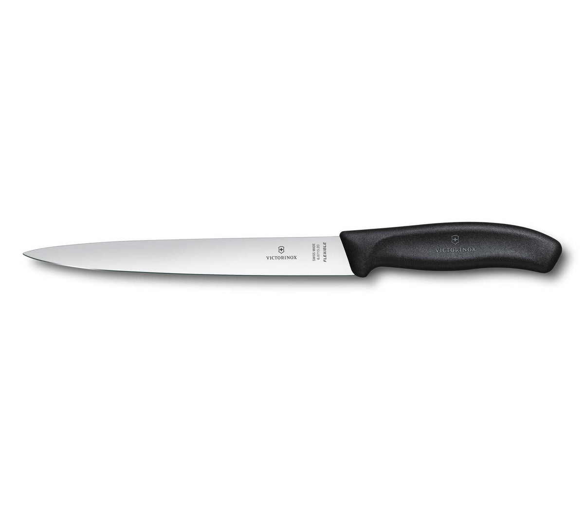 Coltello per sfilettare realizzato in Svizzera con lama liscia. Dimensioni Altezza 27 mm Peso netto 153 g I DETTAGLI Proprietà della lama flessibile Lunghezza della lama 20 cm Materiale del manico materiale sintetico (TPE)Adatto alla lavastoviglie. In negozio e online su tuttochic.live