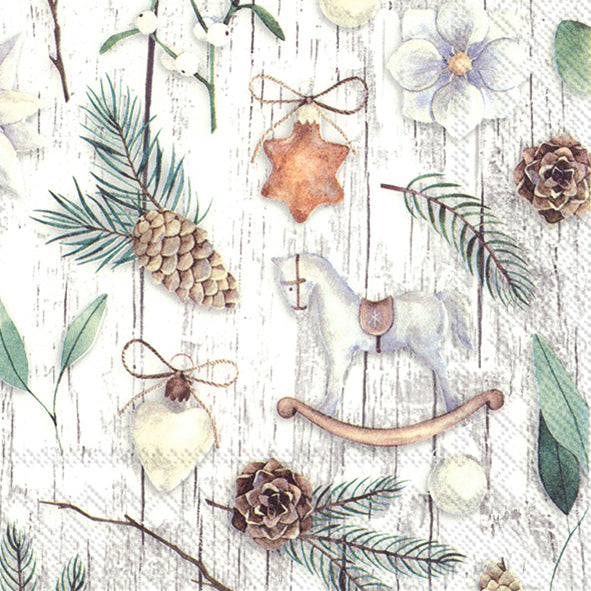Confezione di 20 tovaglioli di carta a 3 veli decorati con tema natalizio fondo grigio . Dimensioni: cm 33 x 33. Made in Germany. In negozio e online su tuttochic.live
