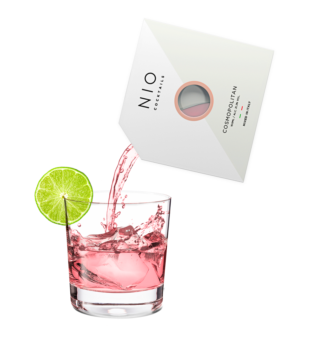 Cocktail Cosmopolitan Un classico moderno con Ketel One, arancia dolce-piccante di Cointreau, mirtillo rosso e lime. I cocktail NIO sono creati su ricetta di Patrick Pistolesi, miscelati artigianalmente in Italia e confezionati in packaging di design 100% riciclabile. In negozio e online su tuttochic.live
