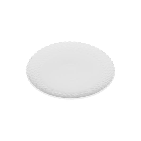 Confezione di 6 piatti da frutta in porcellana lavorata di colore bianco. Linea Momenti, per dare un tocco di eleganza ad ogni apparecchiatura. Dimensioni: diametro cm 20, h 2 cm Utilizzabile in forno tradizionale Utilizzabile in forno a microonde Lavabile in lavastoviglie. In negozio e online su tuttochic.live