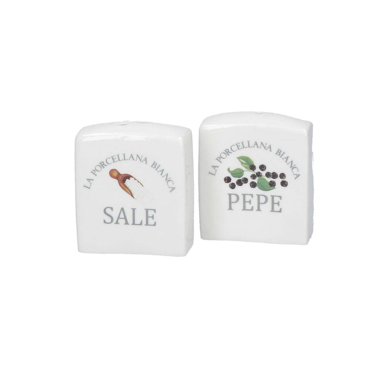 Set sale e pepe in porcellana decorata. Aiutano ad arricchire lo stile della tavola Dimensioni: 3x6xh 6,5 cm Lavabile in lavastoviglie. In negozio e online su tuttochic.live