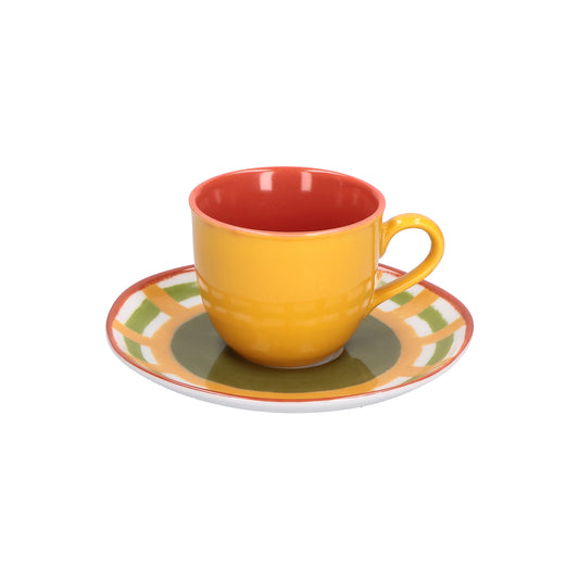 Set di 6 tazzine da caffè c/piattino in porcellana decorata. Capacità: cc100 Cottage è una collezione perfetta per la stagione autunnale. Il trattamento pittorico e i colori caldi della terra rimandano alle campagne tipiche del mediterraneo. Utilizzabile in lavastoviglie e microonde. In negozio e online su tuttochic.live