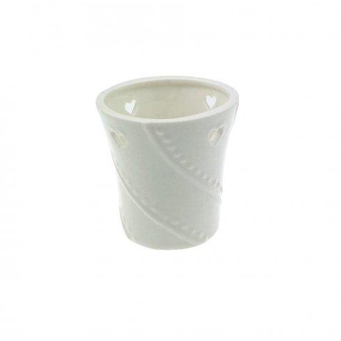 Porta Candele Sampler White Heart, Porcellana con cuori, Yankee Candle dimensioni cm 7 x 7,5 h. In negozio e online su tuttochic.live
