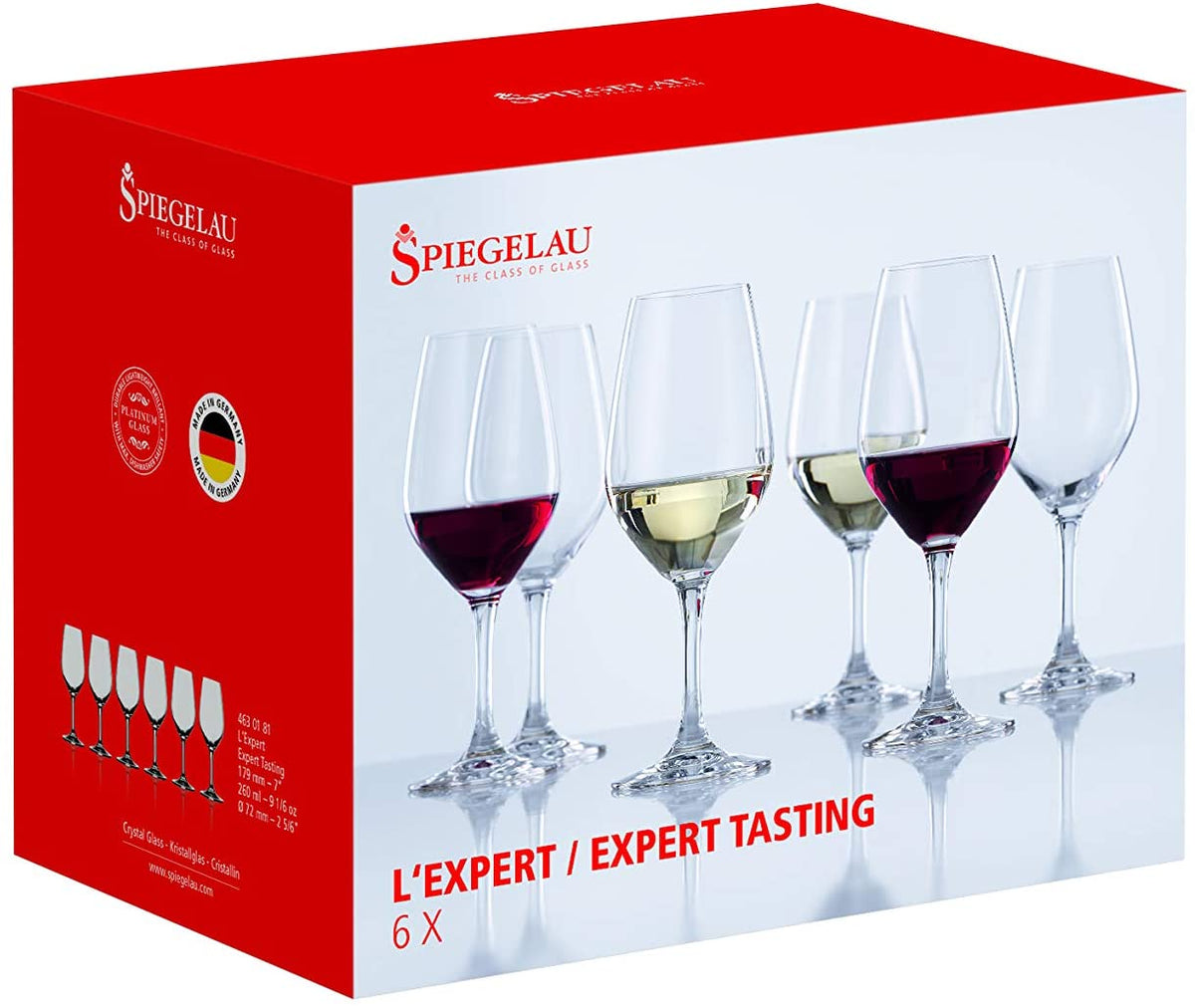 Set di 6 calici vino da degustazione in vetro cristallino per eventi e manifestazioni. Dimensioni: mm 72 x 179 h - Capacità: 260 ml. Lavabile in lavastoviglie. In negozio e online su tuttochic.live