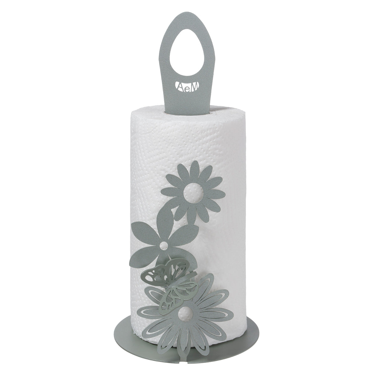 Realizzato in ferro, con tre petali di margherita e l’immancabile farfalla, questo articolo è disponibile nelle colorazioni: bianco marmo, miele e giada. Utile vicino al lavello o al piano cottura e indispensabile sulla tavola. Dimensioni: diametro 15 x 33 H cm. In negozio e online su tuttochic.live