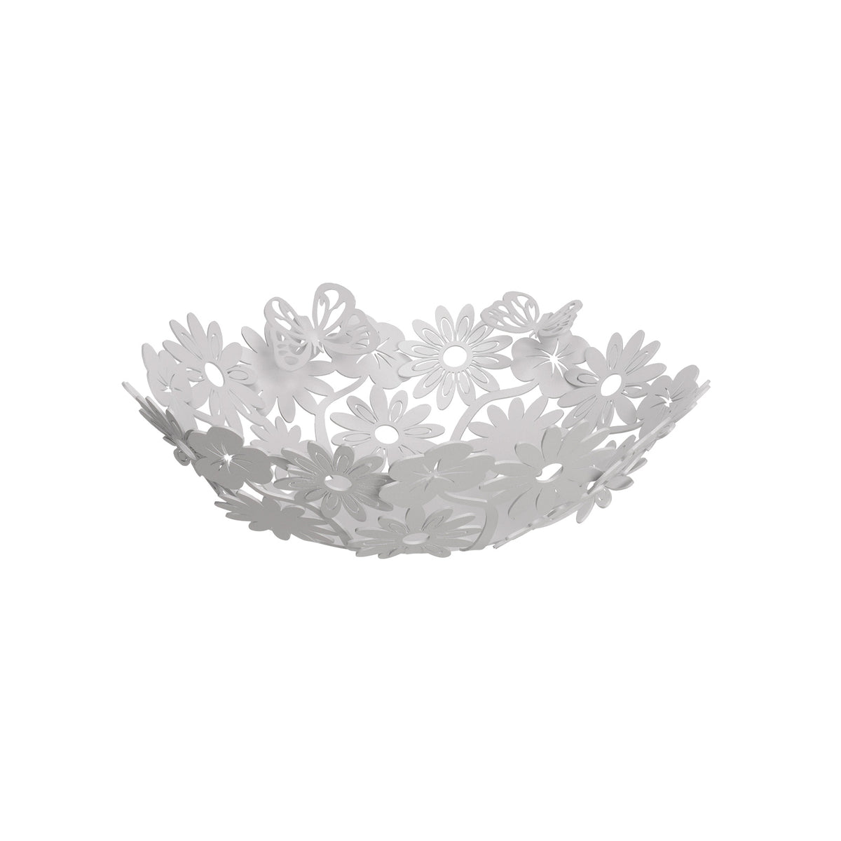 Ispirato alla natura e alla Primavera, il centro tavola piccolo Margherite con le sue farfalle ed i suoi tipici fiori primaverili in ferro è l’elemento perfetto per decorare una tavola vuota, in maniera allegra ed originale! Dimensioni: diametro 32 x 8H cm Materiale: metallo. In negozio e online su tuttochic.live