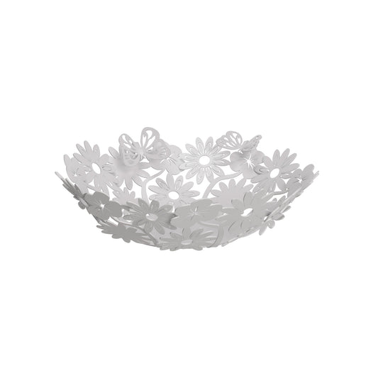 Ispirato alla natura e alla Primavera, il centro tavola piccolo Margherite con le sue farfalle ed i suoi tipici fiori primaverili in ferro è l’elemento perfetto per decorare una tavola vuota, in maniera allegra ed originale! Dimensioni: diametro 32 x 8H cm Materiale: metallo. In negozio e online su tuttochic.live