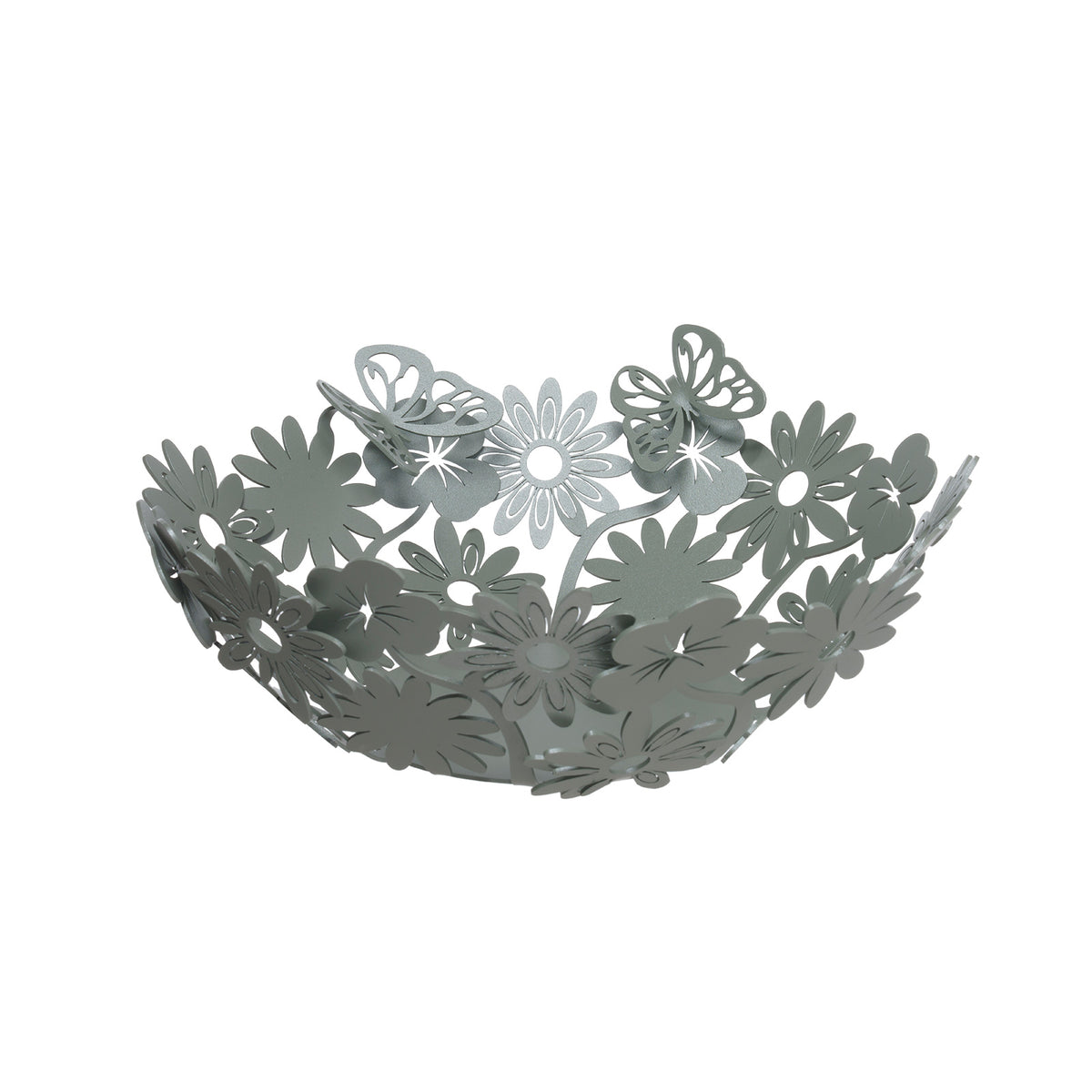 Ispirato alla natura e alla Primavera, il centro tavola piccolo Margherite con le sue farfalle ed i suoi tipici fiori primaverili in ferro è l’elemento perfetto per decorare una tavola vuota, in maniera allegra ed originale! Dimensioni: diametro 32 x 8H cm Materiale: metallo. In negozio e online su tuttochic.live