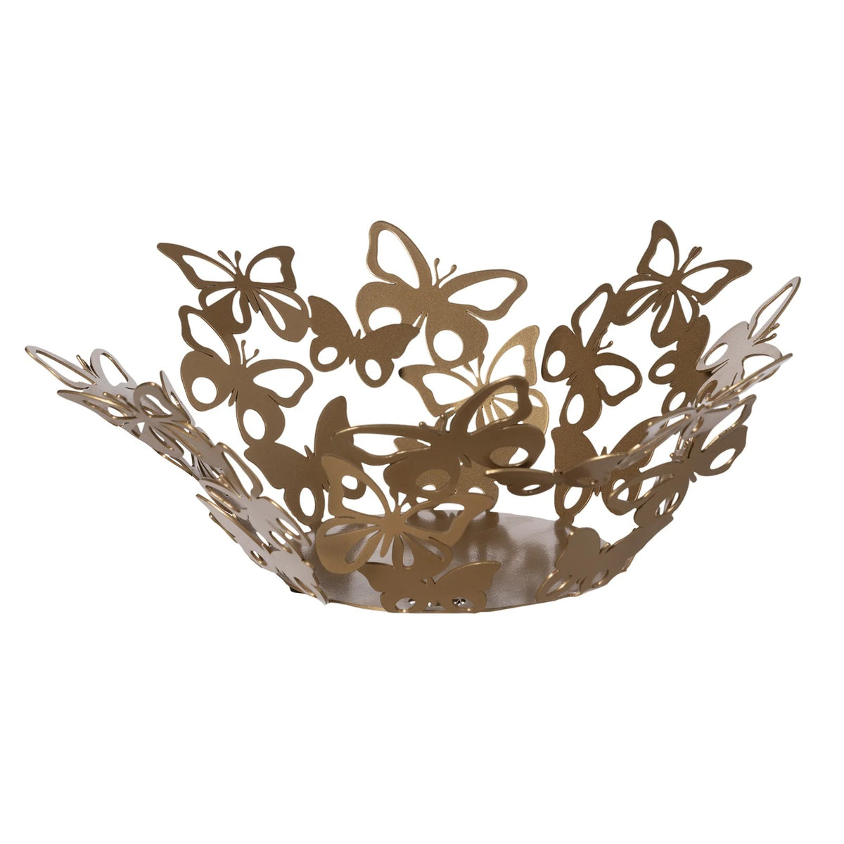 Il centrotavola Farfalloso è un oggetto esclusivo in metallo verniciato. Composto da una sinfonia di farfalle con ali traforate. Dimensioni: 37 x 16 H cm Prodotto in Italia. In negozio e online su tuttochic.live
