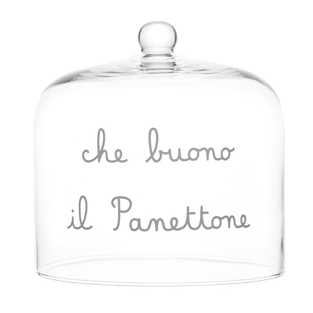 Elevate la presentazione del vostro panettone con la Campana "che buono il panettone". Un accessorio che protegge e mantiene la giusta umidità per una degustazione perfetta. Ideale anche come regalo. Realizzata in vetro soffiato a bocca artigianalmente. Dimensioni: cm Ø 24,5 x 24 h. In negozio e online su tuttochic.live