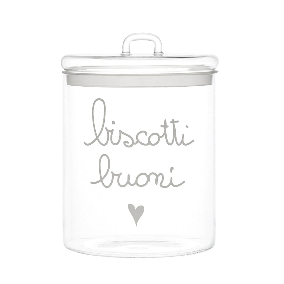 La Biscottiera "biscotti buoni" di Simple Day è elegante e funzionale, realizzata in pregiato vetro borosilicato trasparente con guarnizione ermetica per mantenere i biscotti freschi e croccanti. In negozio e online su tuttochic.live