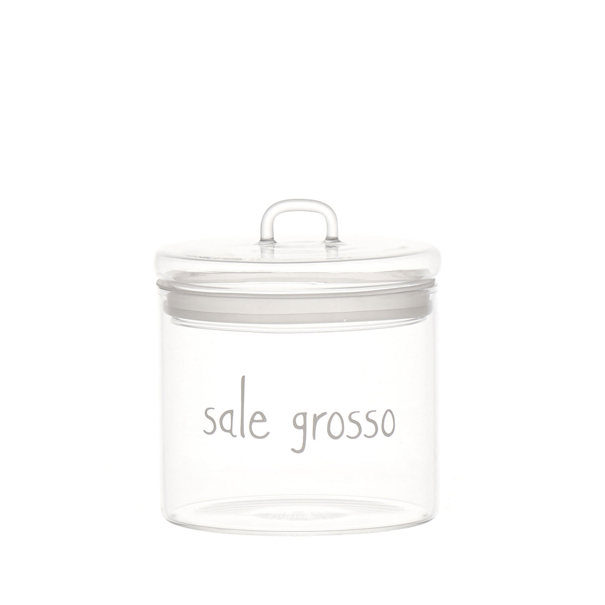 Barattolo "sale grosso" Realizzato in vetro borosilicato Dimensioni: ø 12 x h 13 cm - lavabile in lavastoviglie. In negozio e online su tuttochic.live
