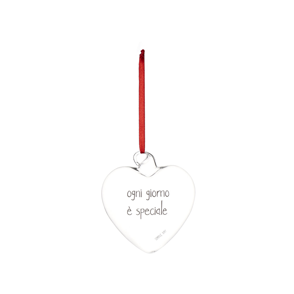 La pallina cuore "Ogni giorno è speciale" è un allegro decoro da appendere, realizzato in vetro borosilicato. In negozio e online su tuttochic.live