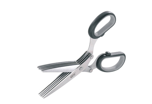 Con le loro cinque paia di lame, le forbici per erbe aromatiche assicurano un lavoro rapido e semplice, nonché un taglio delicato e che preserva l'aroma dell'erba cipollina, prezzemolo ecc. Facili da pulire con il pettine per la pulizia incluso. Si consiglia di lavare a mano. In negozio e online su tuttochic.live