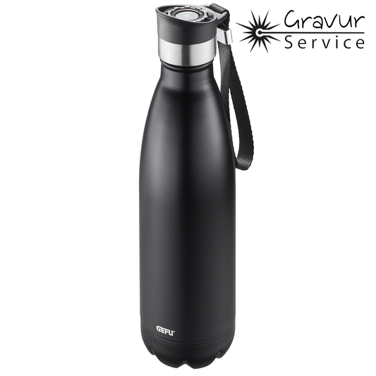 Borraccia in acciaio inossidabile a doppia parete mantiene le bevande calde per 12 ore e fredde per 24 ore. 100% ermetico, si apre e si chiude facilmente con una sola mano grazie alla pratica chiusura a pulsante. 750 ml bottiglia lavabile in lavastoviglie Ø 8 cm, H 31,5 cm. In negozio e online su tuttochic.live