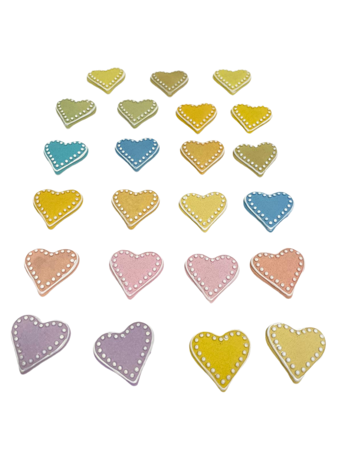 Set di 23 bomboniere in colori assortiti di Cuoricino con calamita in resina decorata Dimensioni: cm 4 x 4. In negozio e online su tuttochic.live