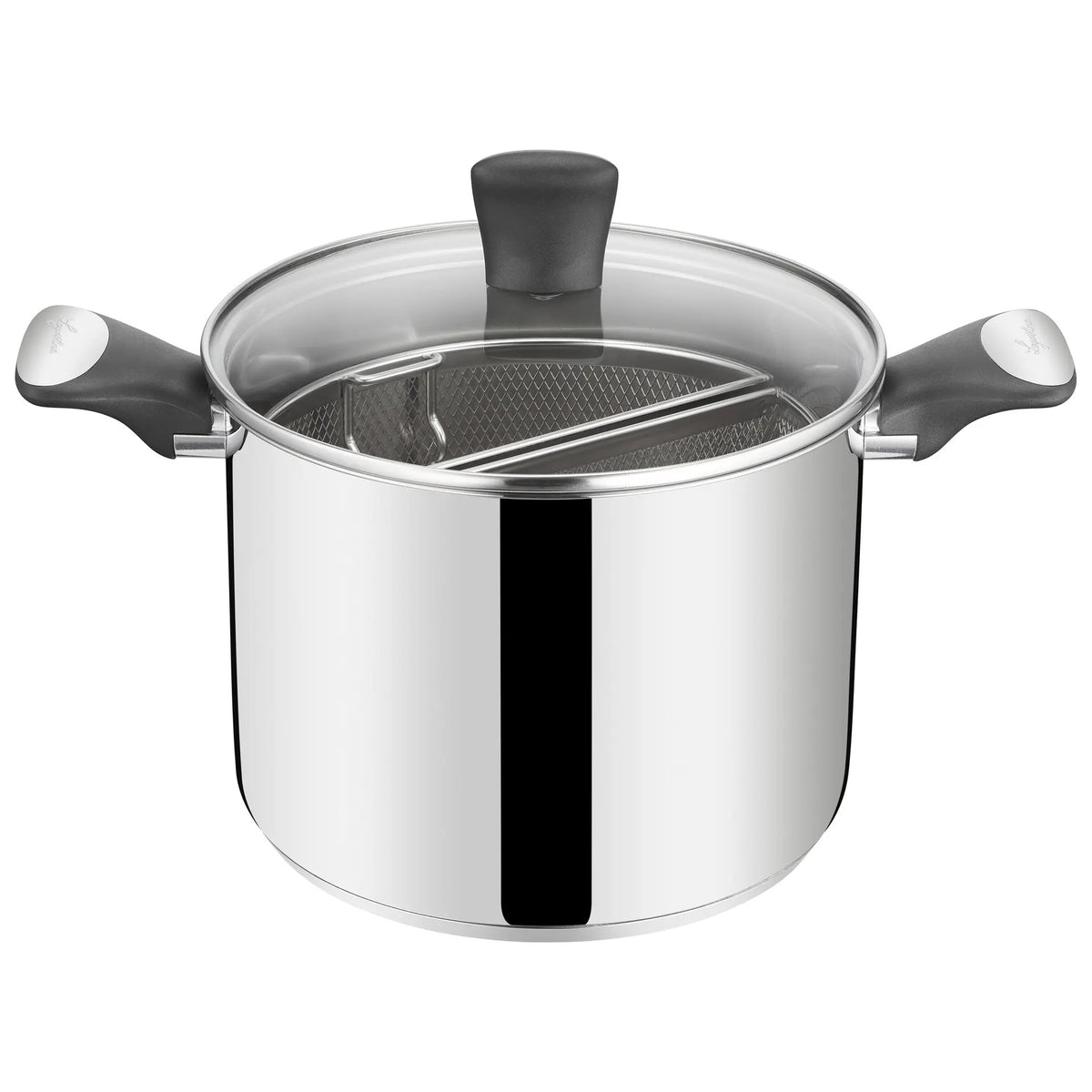 Con la Pastaiola con doppio cestello in acciaio e coperchio in vetro Unlimited, puoi cucinare facilmente e contemporaneamente diverse tipologie di pasta e verdure grazie ai suoi 2 cestelli integrati. Dimensioni: Ø 22 cm - Capacità: 4 litri. In negozio e online su tuttochic.live 
