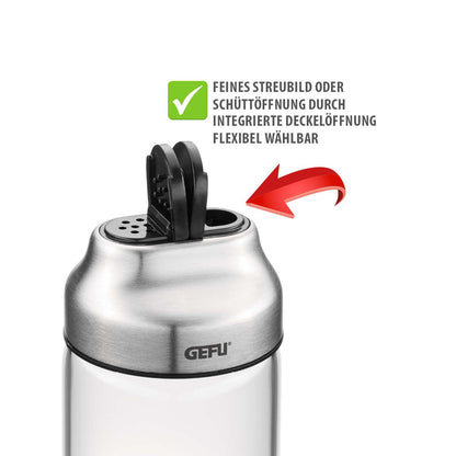 Portaspezie girevole KIPPO con 6 contenitori in vetro per spezie ed erbe apertura del coperchio a cerniera. dimensioni Ø 17,3 cm, alt. 15,8 cm• vetro borosilicato / acciaio inox pregiato / resina / silicone. In negozio e online su tuttochic.live
