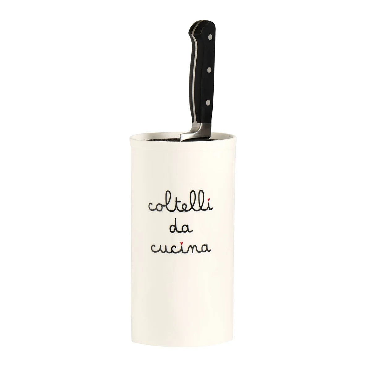 Il Portacoltelli Coltelli da cucina in gres porcellanato di colore bianco e interno in polipropilene, Dimensioni: ø 12,5 x h 24 cm. In negozio e online su tuttochic.live