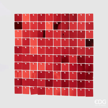 Modulo quadrato 30x30 cm con tessere glitterate rosse effetto metallo lucido EDG Enzo De Gasperi su sfondo bianco.