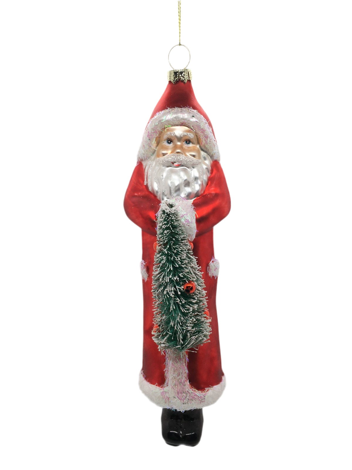 Decoro per albero di Natale Babbo Natale in vetro decorato cm. 20 x 5. . In negozio e online su tuttochic.live