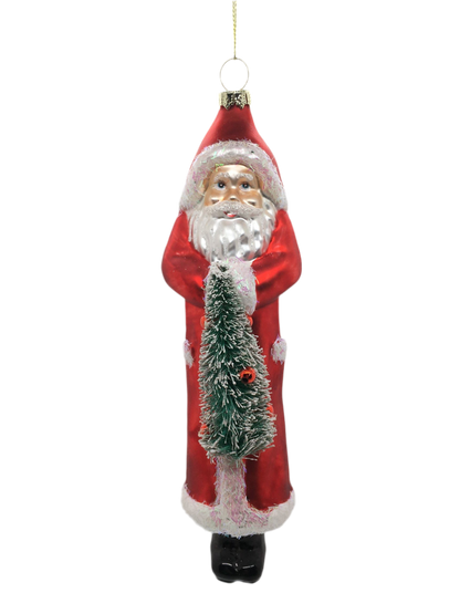 Decoro per albero di Natale Babbo Natale in vetro decorato cm. 20 x 5. . In negozio e online su tuttochic.live