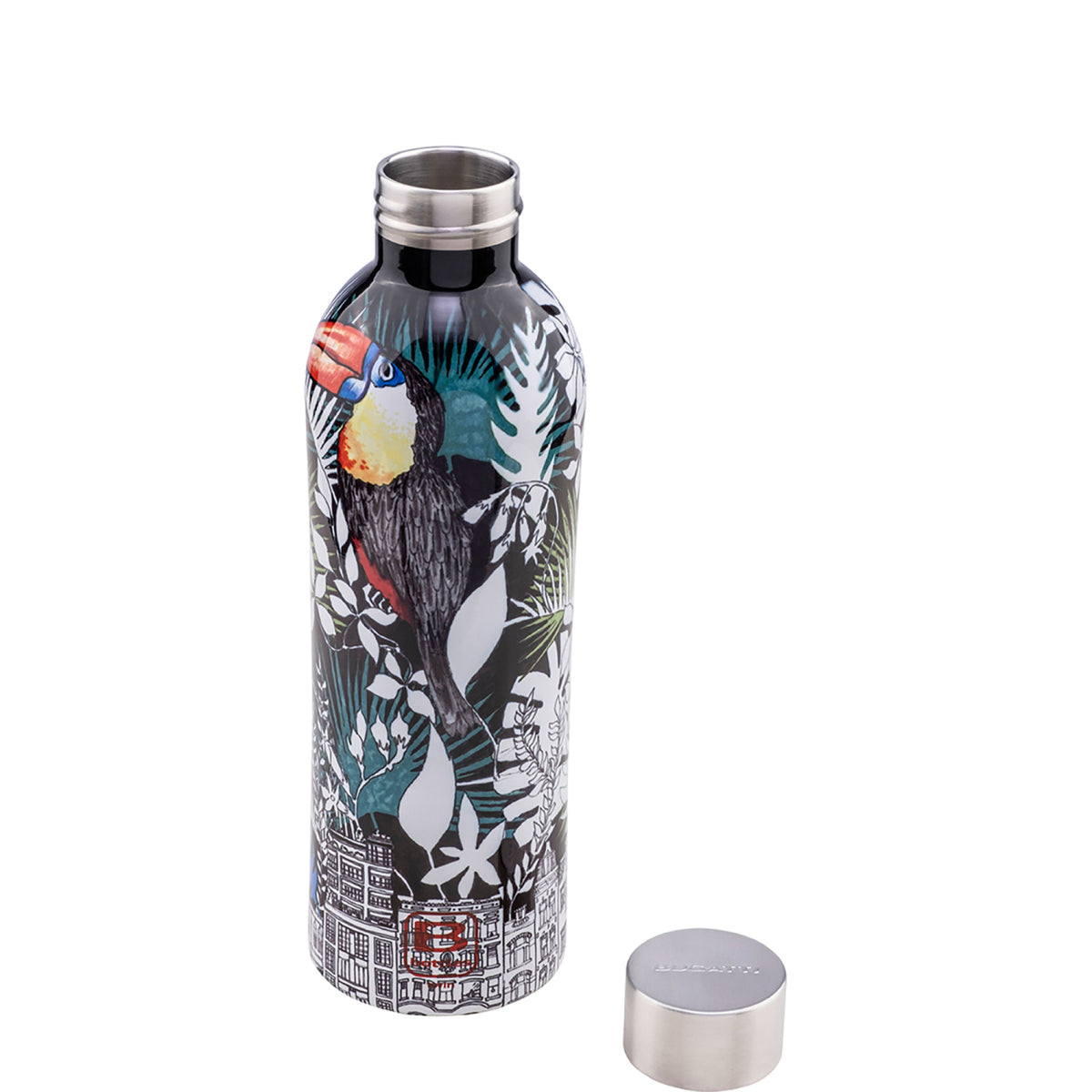 Bottiglia TWIN 800 ml La Ville. Tappo finitura satinata .Mantiene i liquidi caldi per 36 ore, freddi per 72 e il ghiaccio per 120 ore. Realizzata in acciaio inox 18/10, a doppia parte sottovuoto e con uno speciale rivestimento in rame...  Misure: Diametro ø 8 cm, altezza 26 cm. In negozio e on line su tuttochic.live