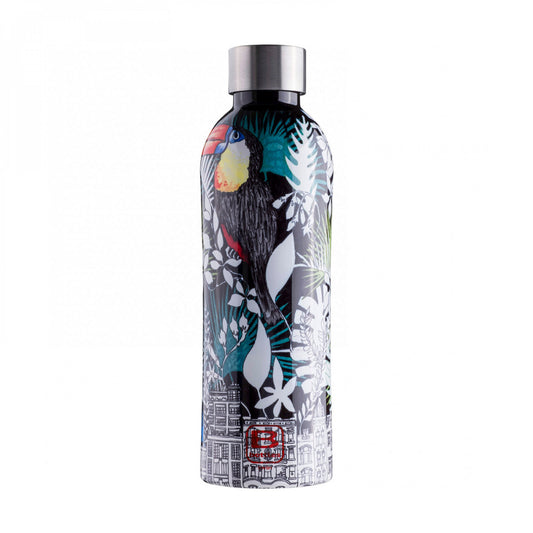 Bottiglia TWIN 800 ml La Ville. Tappo finitura satinata .Mantiene i liquidi caldi per 36 ore, freddi per 72 e il ghiaccio per 120 ore. Realizzata in acciaio inox 18/10, a doppia parte sottovuoto e con uno speciale rivestimento in rame...  Misure: Diametro ø 8 cm, altezza 26 cm. In negozio e on line su tuttochic.live