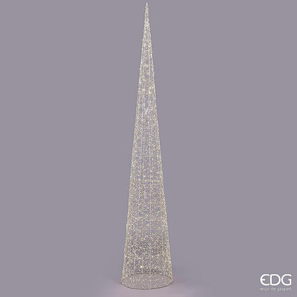 Albero di Natale a forma di cono con 1800 led realizzato in metallo color oro chiaro e decorato con perline diametro cm 45 x 280 h. In negozio e online su tuttochic.live