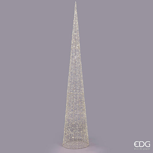 Albero di Natale a forma di cono con 1800 led realizzato in metallo color oro chiaro e decorato con perline diametro cm 45 x 280 h. In negozio e online su tuttochic.live