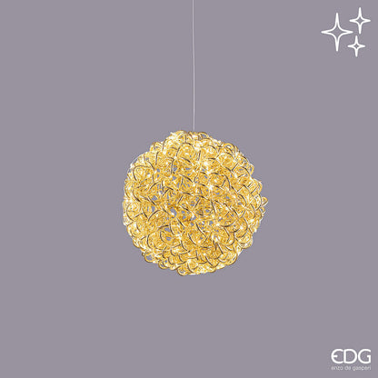 Sfera decorativa luminosa Curly Gold da 30 cm con 400 micro LED della collezione natalizia EDG Enzo De Gasperi.